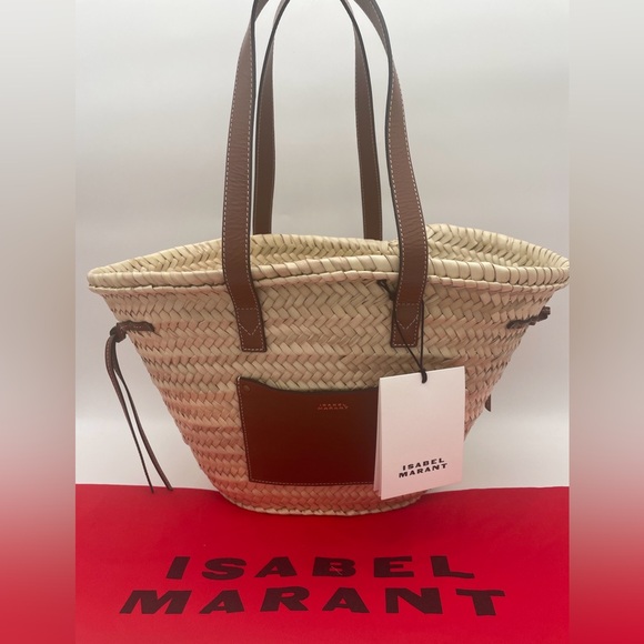 NEW ISABEL MARANT SUMMER STRAW BASKET BEACH TOTE BAG NWT - Picture 5 of 14